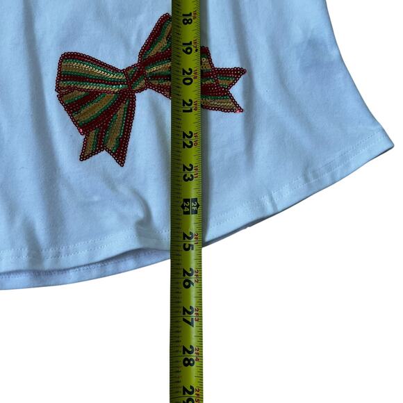 Joei and I White Ribbons Sequins T-shirt Women Size Large NWT | 19-35 - Picture 6 of 7